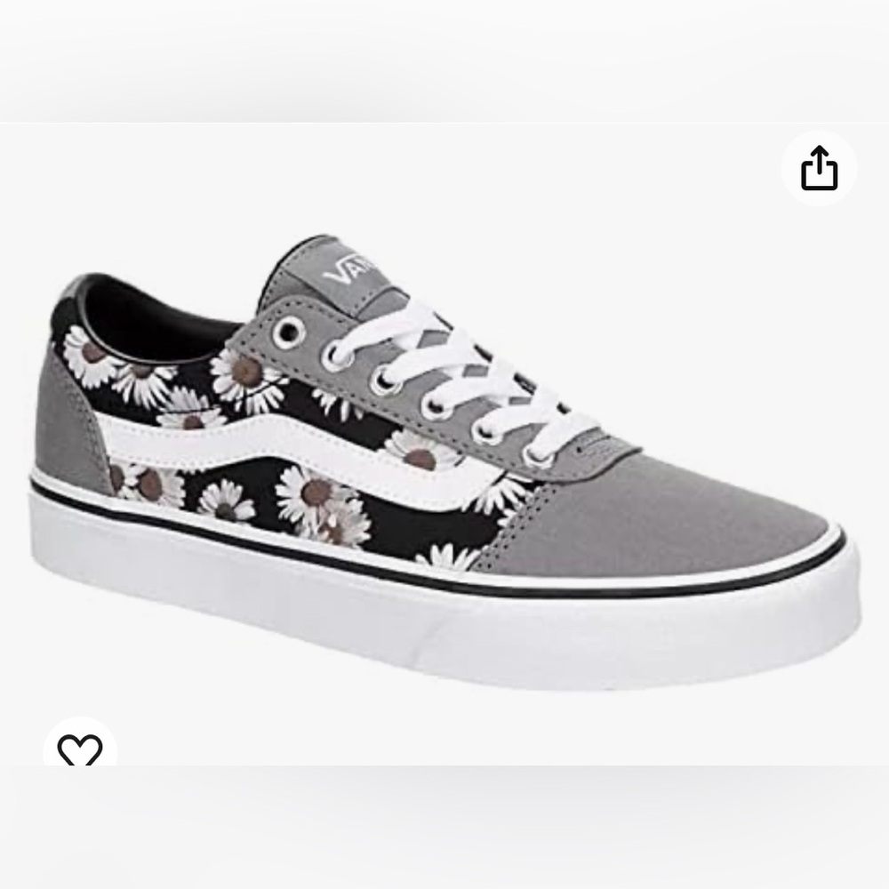 gray daisy flower vans size 8 women’s